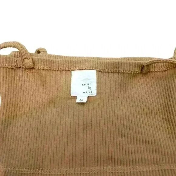 Raised by Water Brown Ribbed Bandeau Crop Top Stretch Fabric Size XS - Picture 4 of 5